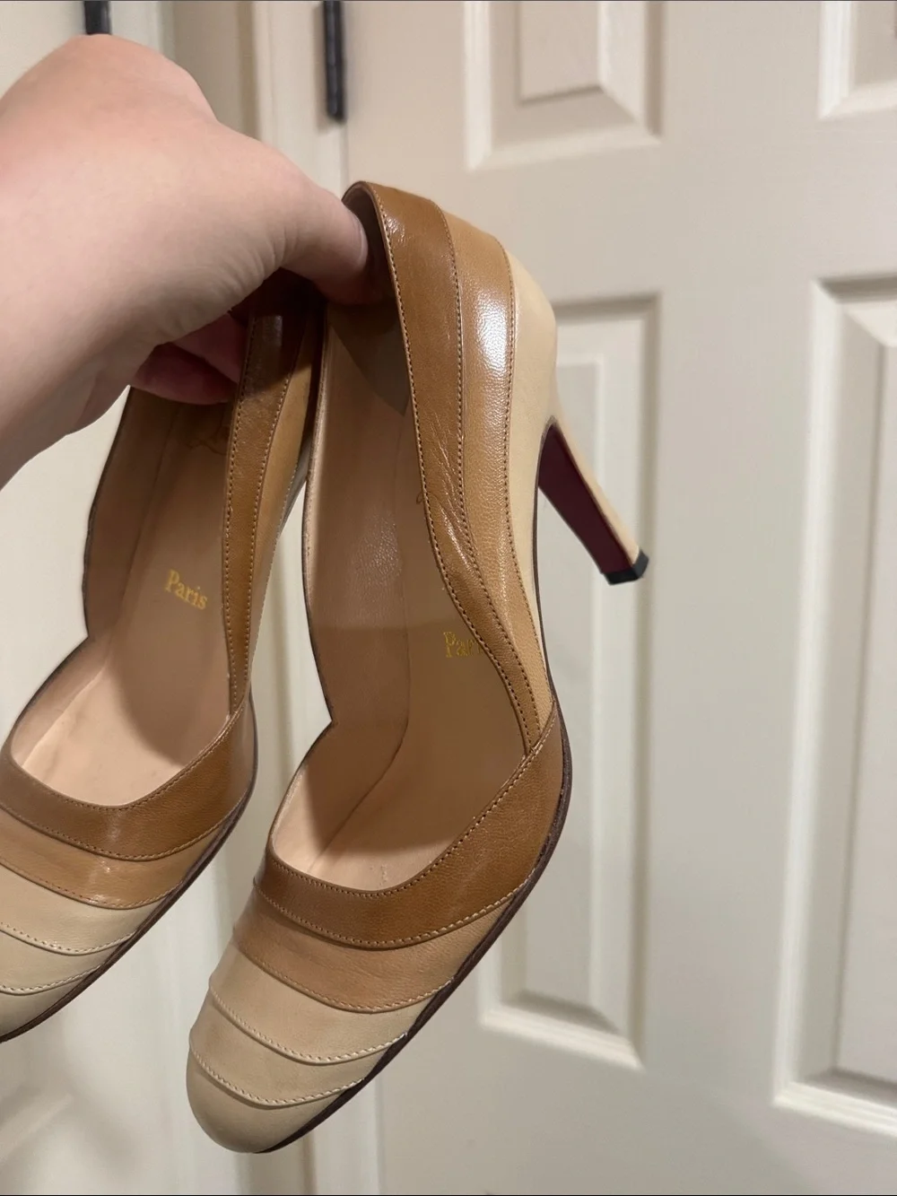 Christian Louboutin/Classic Three-Tone Beige and Darker Cream Women's Heels! 6.5
